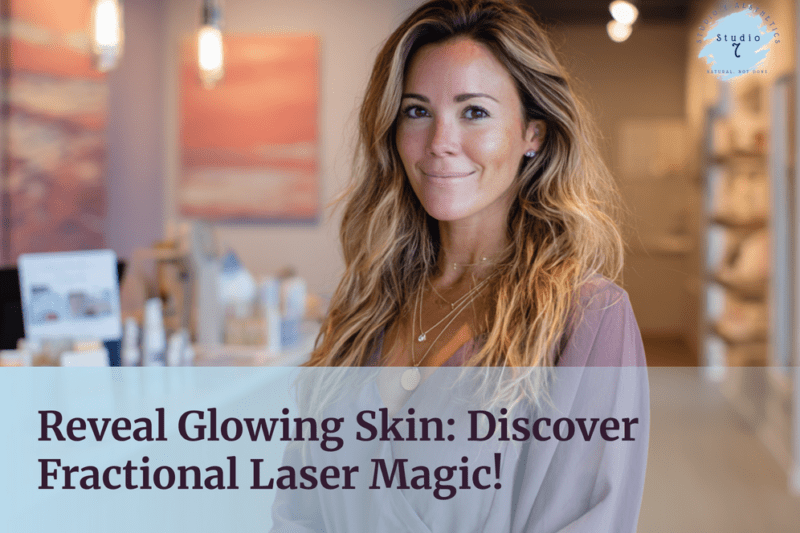 Woman in spa promoting skin laser treatment.