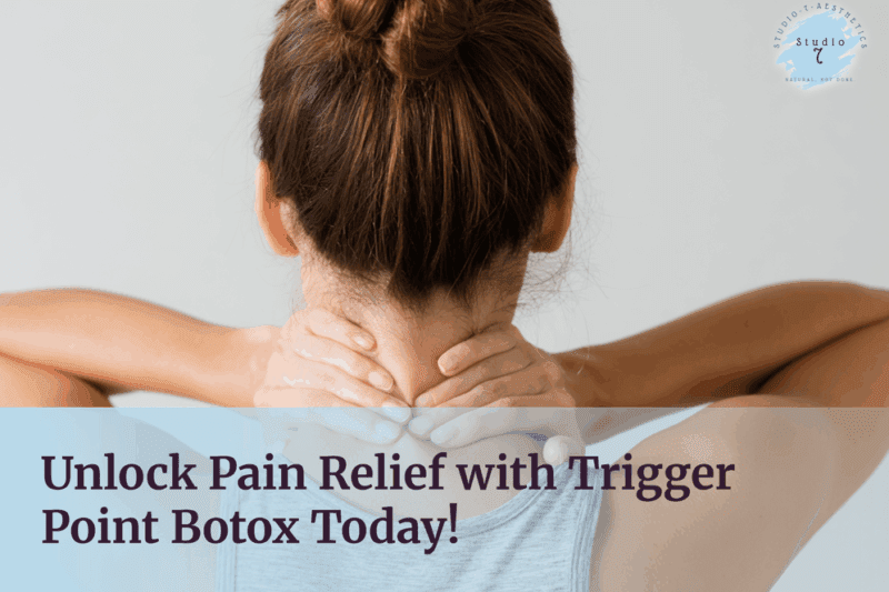 Person massaging neck, promoting pain relief.